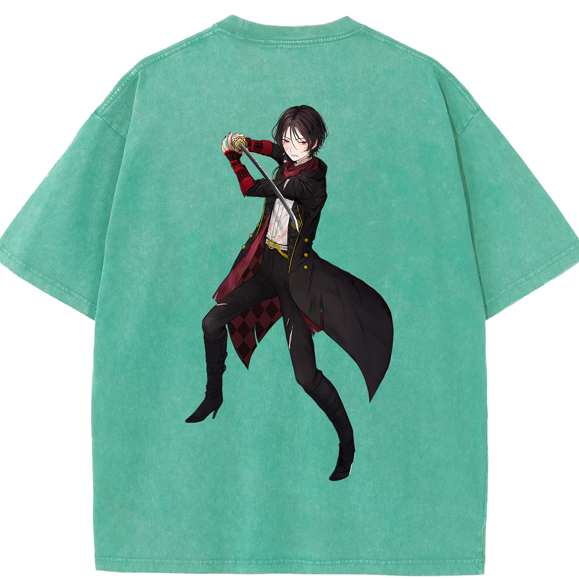 （画像用） 刀剣乱舞 Touken Ranbu 綿100% ヴィンテージ風 半袖Tシャツ（背面プリント）